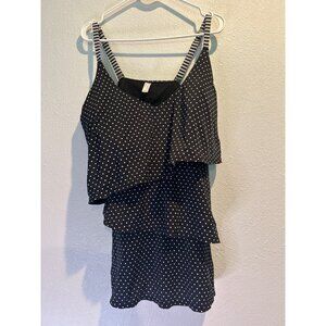 CACIQUE Plus Size 22 Black White Striped Tankini Tiered Swim Top